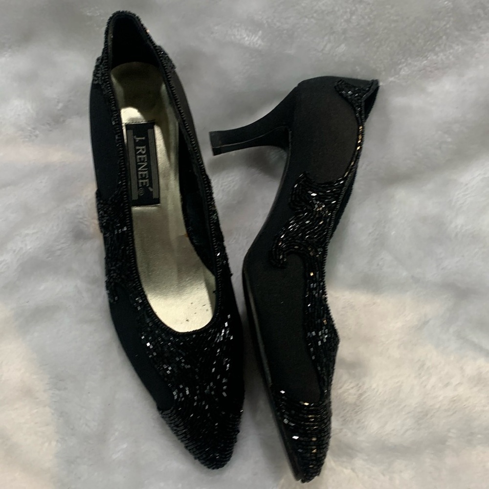 J. Renee Black fabric sequins pumps Size 9 1/2